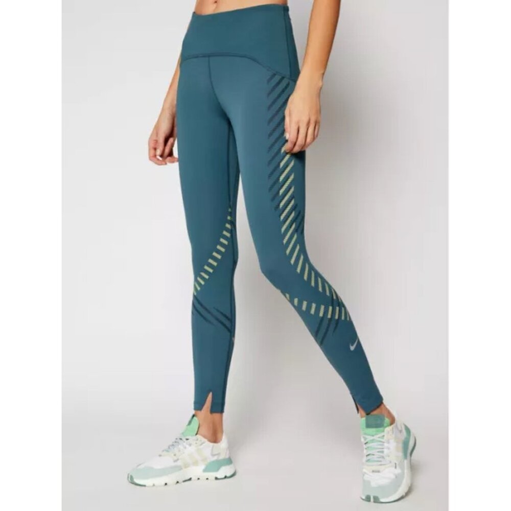 Women's Nike Speed 7/8 Running Leggings Athletic Pants Workout Blue - Small